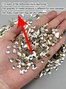 10g/30g One Pack Of Nail Art, Nail Charm, Mixed Diamond Nail Accessories, Y2K Style Luxurious And Shiny 110 Mixed Gemstone Nail Accessories, Mixed Material Package, DIY Handmade Decorations, Phone Cases, Cups, Bags, Clothes, Shoes, Dolls Nail Charms - Multicolor - View 2