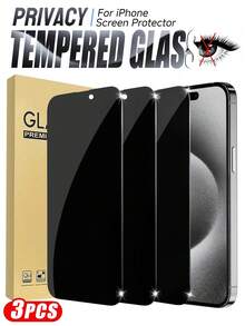 MIGAE 3pcs Privacy Screen Protector Film, Compatible With IPhone 18 Pro/18 Pro Max/17/16/16e/15/14/13/13 Pro/12/11/17 Pro Max/17 Air/16 Pro Max/15 Pro Max/14 Pro/Plus/Mini/X/XR/XS Max/7/8/SE2/SE3, 9H+ Tempered Glass Film, Anti-Scratch, Full Coverage, Anti-Peeping Privacy - Black - View 24