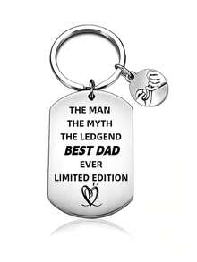 I Love You Grandpa Cartoon Bear Holding Hands Keychain, Grandfather Keyring Father's Day Gift, Best Hero Keepsake For Granddaughter And Grandson - Silver - View 3