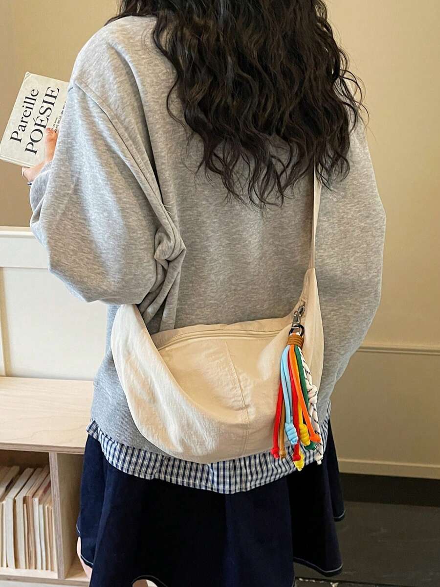 新款女款百褶肩背包 牛津布休閒百搭純色斜背包 個性編織手提包 大容量可折疊女包