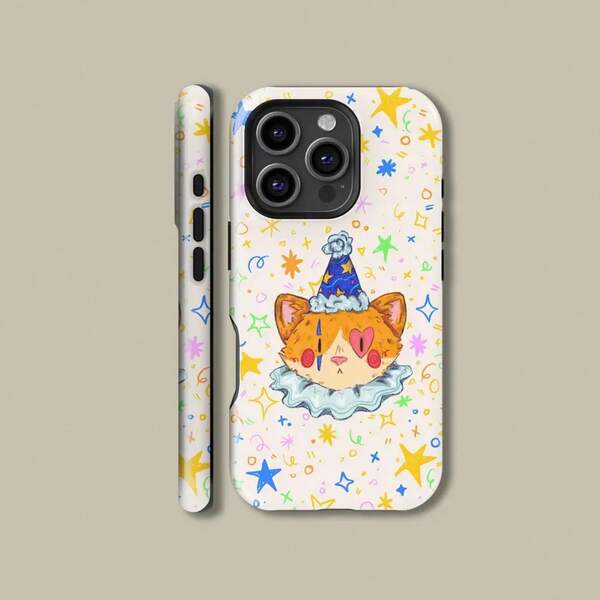 Urocze etui na telefon z motywem cyrkowego kota dla 17 16 15 14 13 12 11 Pro Max, kolorowe etui z kotkiem klaunem dla S21 S22 S23 S24 S25 Ultra