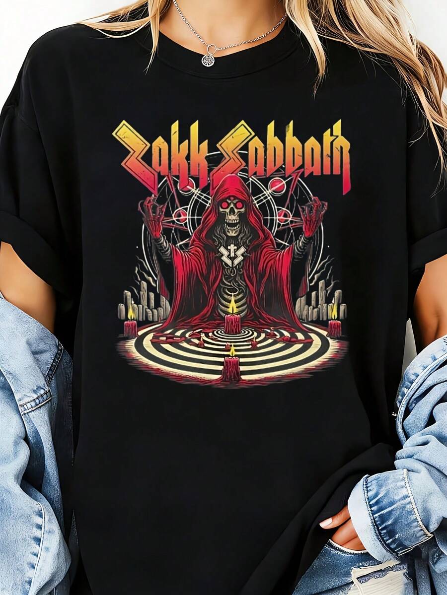 Men's & Women's Zakk Into The Void Unisex 100% Cotton T-Shirt, Soft, All Season Casual Streetwear Essential, All-Match All Season Style, Affor - 黑色 - 查看 1