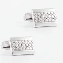 Smooth Rhinestone Inlaid Electroplated Silver Cufflinks, Men's French Shirt Cufflinks - Silver - View 12