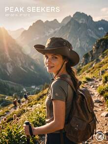 Damen verstellbarer Krempen-Fischerhut, schnelltrocknendes Material, unstrukturierter einfarbiger Sonnenhut, atmungsaktiv, Sonnenschutz für Outdoor-Wandern - A - Übersicht 1