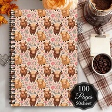 1pc Of Stylish Spiral Notebook Featuring Highland Cattle From Scotland - A Humorous Planner For Fans Of Highland Cows, A Charming Personal Organizer With A Travel Journal Theme, Perfect Birthday Present For Women And Friends - G - View 6