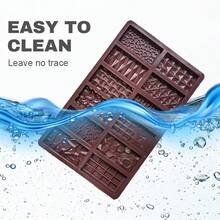1個巧克力烘焙模具 不沾矽膠食品烘焙模 12合1 DIY 深型烘焙模 - 查看 12