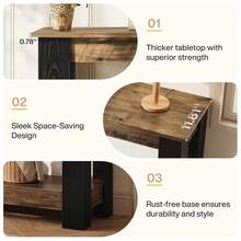 FINMIND 41" Industrial Console Table , 2-Tier Narrow Sofa Table Behind Couch With Black Frame, Modern Farmhouse Entryway Table For Hallway Living Room - Brown and Black - View 5