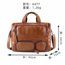 Bolso de hombro para hombre de cuero genuino vintage europeo y americano, maletín de negocios de alta gama de cuero de primera calidad para hombre. - 9913 Cuero encerado al aceite, marrón - Ver 9