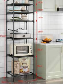 1pc Space-Saving Tall Metal Storage Rack, Bathroom Shelf, Shower Rack, Multi-Tier Floor-Standing Bathroom Storage Shelf, Bookshelf, Storage Rack, Movable, Easy To Assemble, Suitable For Bathroom, Kitchen, Office, Study, Living Room, Holiday Gift - Multicolor - View 9