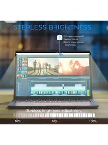 إضاءة شاشة LED، تعمل بطاقة USB-C، إضاءة شاشة كمبيوتر LED قابلة للتعديل السطوع وحماية العين، مفتاح لمسي، درجة حرارة لون قابلة للتعديل على 3 مستويات، مناسبة لمكتب العمل/المكتب/المنزل/بيئة الألعاب - أضواء شاشة LED - مشاهدة 5