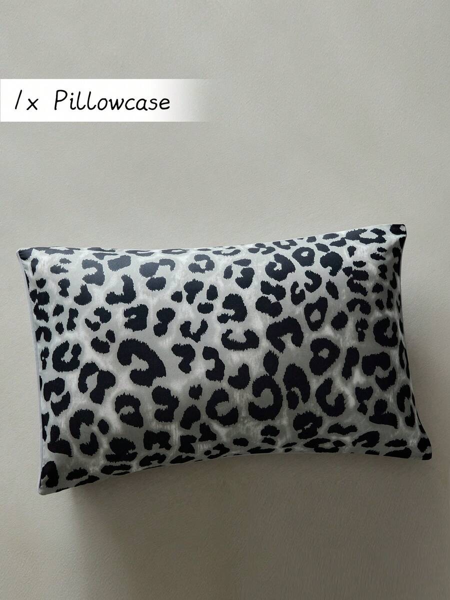 1pc Grey Leopard Print Pillowcase, Fashionable Personalized Modern Style Polyester Decorative Throw Pillow Cover Suitable For Sofa, Home Decor, Machine Washable, Without Filling - Grey - View 1