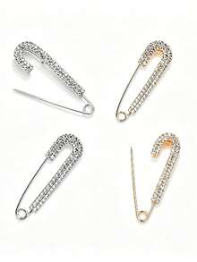 2pcs Elegant Gold & Silver Rhinestone Sweater Brooch - Luxury Minimalist Design, Exuding High-End Fashion - Extra Large Size, Eye-Catching Styling, Secure Wear, Perfectly Showcasing Confident And Graceful Aura - Multicolor - View 17
