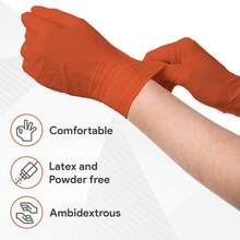 Orange 8 Mil Nitrile Gloves X Large 50 Pack - Heavy Duty Mechanic Gloves, With Diamond Grip - Powder And Latex Free Disposable Gloves - 1 - 查看 3