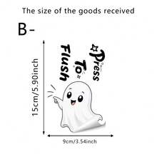 1/4pcs Halloween Cartoon Ghost Push-Down Flush Indicator Toilet Sticker, Removable Self-Adhesive Waterproof PVC Sticker, Suitable For Bathrooms, Toilets, Tank Covers, Or Home Decor - Toilet Stickers - View 9