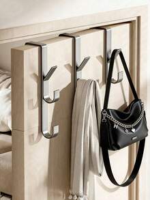 1pc Multi-Function Door Hook, Straight Design, Carbon Steel Material, Can Be Used As Coat Hook Or Towel Rack, Space-Saving, Suitable For Bedroom, Garage, Laundry Room, Bathroom, Guest Room, Kitchen, Hotel, Etc. - Multicolor - View 3