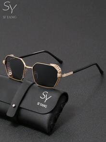 SY SI YANG Marca 1 par de gafas de moda con marco rectangular para hombres & mujeres, gafas fotocromáticas polarizadas para interiores/exteriores, gafas de viaje y caminata, gafas de diseño tallado vintage de lujo, adecuadas para caminatas al aire libre, compras, viajes, fotografía, artículo de moda - A - Ver 4