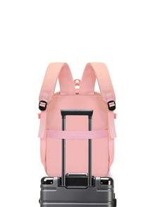1 Solid Color Lightweight Backpack, Large Capacity Student Bag, Hiking Backpack, Portable Storage Travel Bag, Dual-Use For Commuting And Outdoor - Pink - View 5