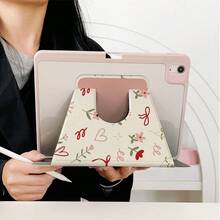 1pc Cream Base Ditsy Red Tiny Flower Bow Hollow Heart Minimal Tablet Case,Multi-Angle Magnetic Stand Cover With Auto Sleep/Wake Function,Compatible With IPad PRO/AIR, Compatible With SAMSUNG,Compatible With XIAOMI Pad 5/6/7,Compatible With Oppo Pad,Compatible With Huawei Matepad,Compatible With Vivo Pad,Compatible With Honor Pad,Compatible With Lenovo Xiaoxin Pad - Multicolor - View 4