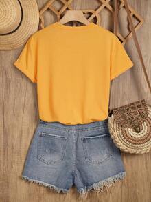 Valentine's Day Sweater With A Heart Print, Perfect For Spring And Fall. This Eye-Catching Short-Sleeved T-Shirt Is Suitable For Holidays, Dates, Parties, And Social Occasions. SCUY - 黃色 - 查看 2