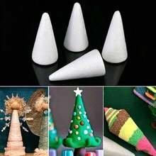 1pc Large White Solid Foam Cones, Art Conical Handmade DIY Holiday Supplies, PS (Polystyrene) Foam Christmas Birthday Scene Arrangement, Event Ornaments, Conical Accessories, Home Decoration, - Foam - View 5