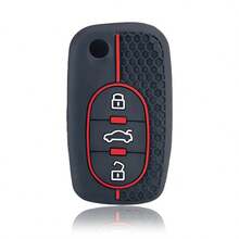 矽膠鑰匙套 FOB 適用於 Audi A1 A6 C5 B6 A4 B5 TT 8N A2 A3 A6 A8 Quattro 遙控鑰匙殼 3 按鈕鑰匙保護套 - 黑色的 - 查看 8