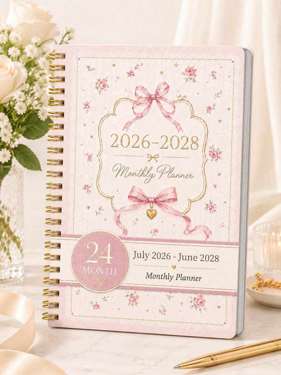 1本 2026-2028 月計畫本，24個月週計畫與日計畫筆記本，提升效率與時間管理，32頁，5.6" X 8.0"，適用於工作、居家、返校、辦公用品、桌面配件、教室必需品，送給男士與女士的禮物
