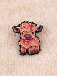 Cute Baby Highland Cow Enamel Brooch - Fluffy Animal Pin, Suitable For Backpacks And Jackets - Multicolor - View 2