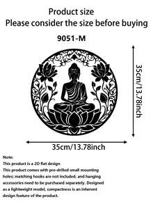 1件 2D平面佛陀蓮花曼陀羅金屬牆飾 - 黑色剪影禪意靈性裝飾品。適合冥想室、居家與庭院裝飾、茶室及瑜伽工作室。送給親友與追求內心平靜者的舒心居家禮物。 - 蓮花佛 - 查看 11