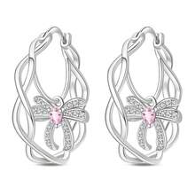 1 Pair S925 Sterling Silver Earrings, Original Bow Heart Zirconia Design, Pink Diamond Inlaid Luxury Style, Versatile For Daily Commute, Hypoallergenic Material, Showcases Sweet And Gentle Elegant, Suitable For Various Occasions, Creates An Elegant Look. - Multicolor - View 20