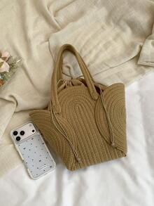 Fashionable Woven Shoulder Bag For Spring 2026, Suitable For Daily Use, Casual Outings, Travel, And Vacations - 黑色 - 查看 7