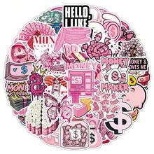 50pcs Fresh Ins Style Pink Coin Doodle Cartoon Dollar Creative Decorative Planner Tablet Stickers - Pink Coins - 1963 - View 5