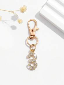 1pc Fashionable European And American Creative Versatile Cute Mini Lucky Number 1-25 Keychain Bag Charm, Suitable For Women's Car Keys, Bag Decoration And Gift Giving - Gold - View 26