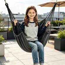 Portable Outdoor Camping Swing Chair - Durable Hammock Style Design Lightweight Sturdy Fabric Suitable For Backyard, Travel, Camping - Black/White/Grey (Pillow Not Included), Camping Chair, Hammock Swing, One Leisure Hanging Chair, Sturdy And Durable Material, Leisure Relaxation Hanging Chair, Easy Installation, Foldable Storage Travel Essential. - Multicolor - View 9