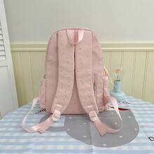 1pc Star Rhinestone Large Capacity Backpack, Fashion Casual With Cloud Pendant, Student Backpack For Commuting, School, Travel, Unisex - Pink With Pendant - View 4