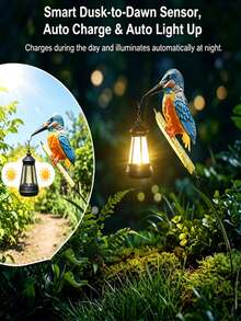 1pc Solar Hummingbird Light, Exquisite Solar Garden Decorative Light, Hanging Green Hummingbird Decorative Light. Suitable For Garden, Yard And Lawn Holiday Decoration, Perfect Gift For Family And Friends. - Bird Lantern - View 9