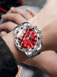 3-Piece Men's Gift Set: Watch, Wallet And Pen – Men's Business Gift - Silver - View 4