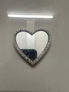 Shockproof Mirror Element Push-Pull Phone Holder 1pc Self-Adhesive Heart-Shaped Diamond Mirror Phone Holder, Expandable Phone Case Accessory, Fashionable Creative Phone Case Decoration Spring Birthday Gift Party - White - View 7