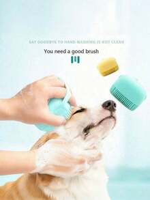 1pc Pet Bath Brush, Silicone Massage Rubber Bath Comb With Shampoo Dispenser, Grooming Tool For Dogs And Cats, Random Color - Multicolor - View 3