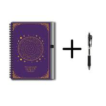 1 Set Mysterious Astrology Style 2D Cover Spiral Coil Notebook Set With Pen, 100 Pages Premium Inner Pages, Smooth Writing, Exquisite Cover With Constellation Elements And Inspirational Text, Suitable For Back To School, Daily Work Records, Journaling, Planning, Graduation Gift, Birthday Gift - F - View 4