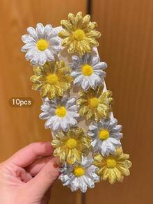 10pcs Silver Yellow Flower Hair Clips Pastoral Style Hair Accessories - Multicolor - View 4