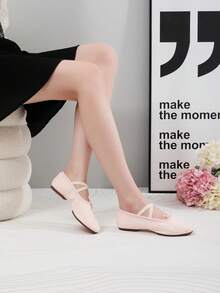 Women's Ballet Dance Shoes Pink Drawstring Low Heel 1cm Rubber Soft Sole Jazz Salsa Modern Dance Shoes Comfortable Soft For Performance - Pink - View 6