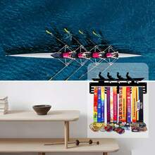 1PC Rowing Competition Gold Silver Bronze Medal Display Rack, Metal Wall Decor Storage Rack, Suitable For Sports Awards, Weather-Resistant Display For Collectibles, Perfect For Sports Enthusiasts And Athletes, Indoor And Outdoor Use, Ideal Gift For Sports Fans And Champions - Black - View 4