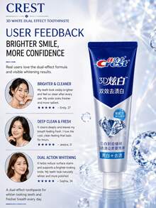 CREST Gleam White Dual-Action Toothpaste 170g, 3pcs Lime Fresh Scent, Stain Removal & Whitening, Deep Cleaning, Long-Lasting Freshness, Daily Oral Care - 3D炫白雙效去漬白牙膏* - 查看 7