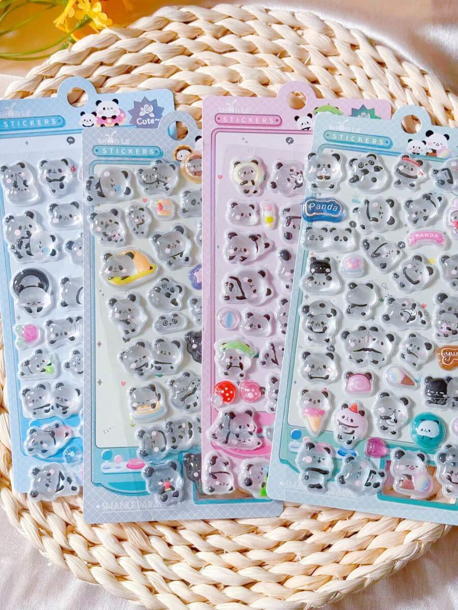 Cute Cartoon Animal Series 3D Panda Stickers, Fun 3D Embossed Stickers, Luggage Guitar Phone Decorative Decals