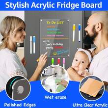 2mm Acrylic Magnetic Dry Erase Board, Transparent Whiteboard For Refrigerator, Memo Board To-Do List/Grocery List Whiteboard Erasable 3D Magnetic Fridge Magnet Message Board - Message Board - View 3