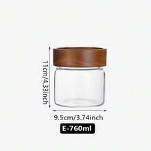 1pc Glass Storage Jar, Airtight Food Container With Wooden Lid, Transparent Glass Canister Suitable For Pantry, Kitchen To Store Flour, Sugar, Tea, Coffee, Snacks, Spices, Etc. - Multicolor - View 12