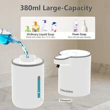 DONASIRA 380ml Capacity Electric Automatic Infrared Sensor Soap Dispenser, Touchless Quick Liquid Soap Pump For Home, Washroom, Kitchen, Type-C Rechargeable, IPX5 Waterproof, 4 Adjustable Foam/Liquid Flow Levels, Suitable For Public Places Like Malls, Hotels, Schools And Hospitals, New Spring Release - Multicolor - View 12