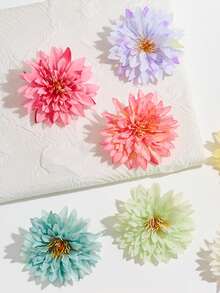 3/6pcs Random Multicolor Spring Fresh Style Artificial Chrysanthemum Hair Clips 3D Gradient Flower Hairpins Silk Flowers Mori Style Girls Hair Accessories Daily Match Party Headwear - Multicolor - View 6