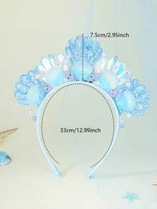 1 pieza Diadema de simulación de concha de sirena azul, accesorio para el cabello con tema marino lindo, adecuado para bodas temáticas, fiestas de cumpleaños y uso diario - Azul - Ver 7