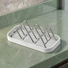 1/2pcs Wave Soap Dish, W-Shaped Storage Rack With Tray, Creative Bathroom Draining Soap Holder - Multicolor - View 2